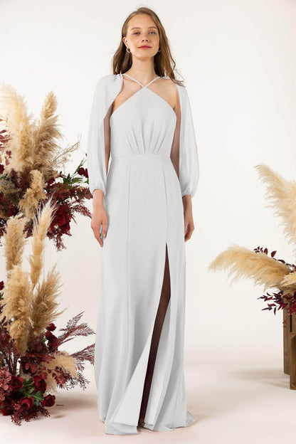 Sheath Sweep-Brush Train Chiffon Bridesmaid Dress CB0469