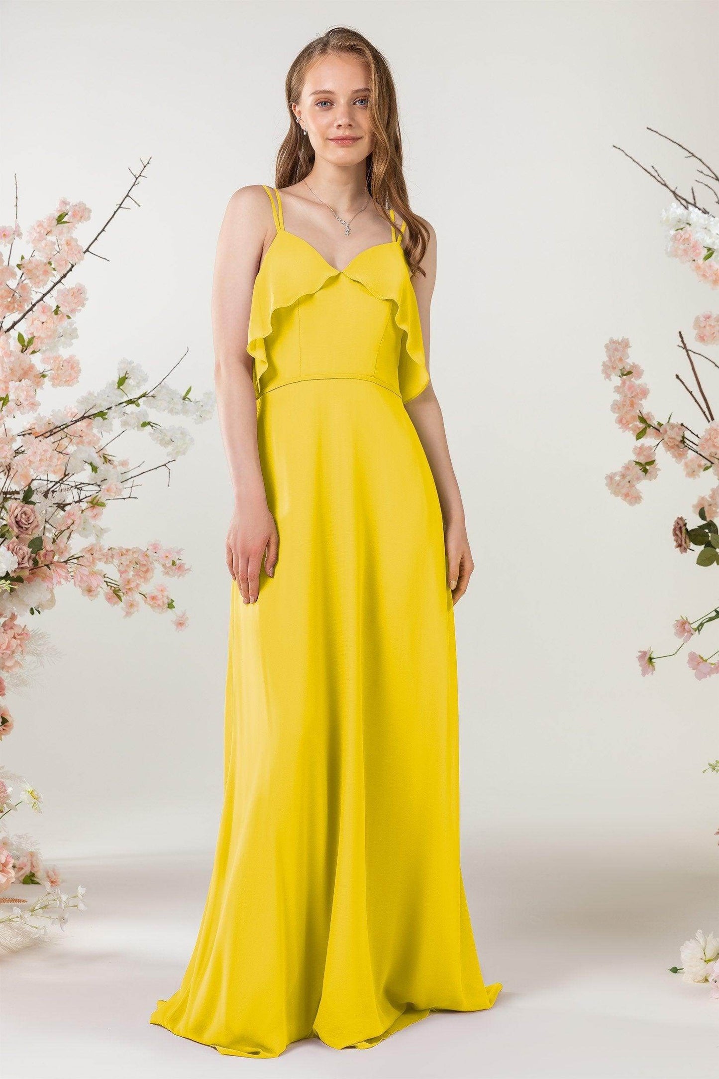 Sheath Sweep-Brush Train Chiffon Bridesmaid Dress CB0472