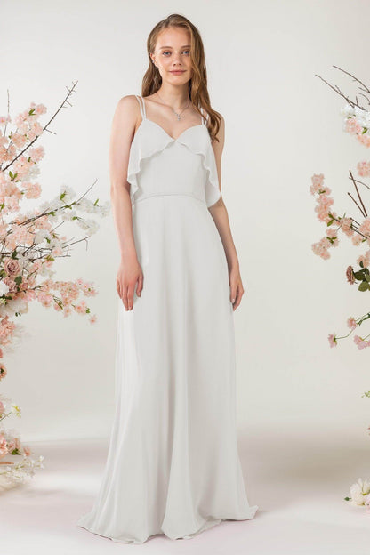 Sheath Sweep-Brush Train Chiffon Bridesmaid Dress CB0472