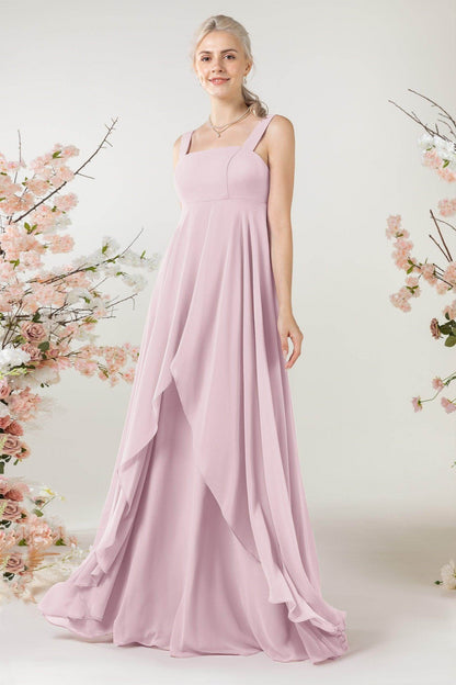 A-Line Sweep-Brush Train Chiffon Bridesmaid Dress CB0473