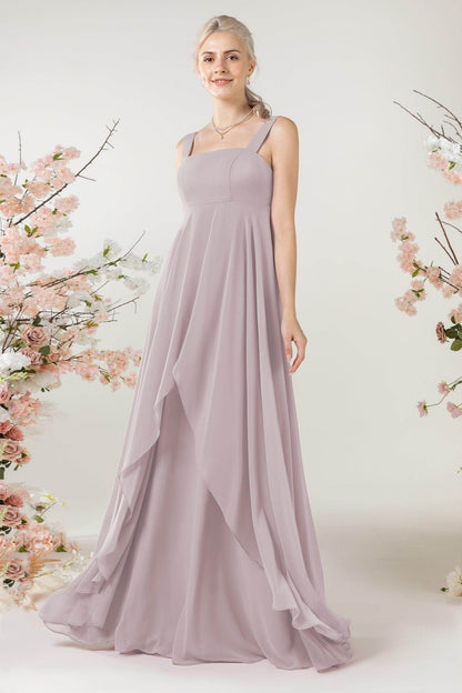 A-Line Sweep-Brush Train Chiffon Bridesmaid Dress CB0473