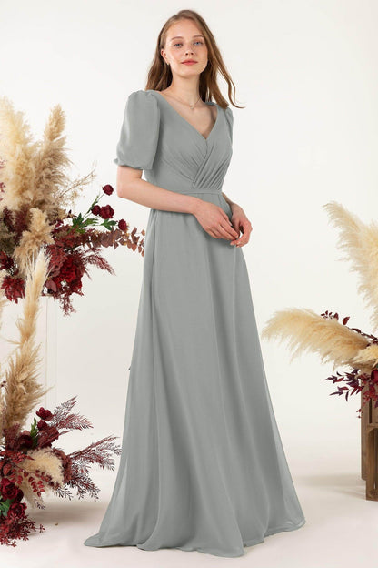 Sheath-Column Floor Length Chiffon Bridesmaid Dress CB0475