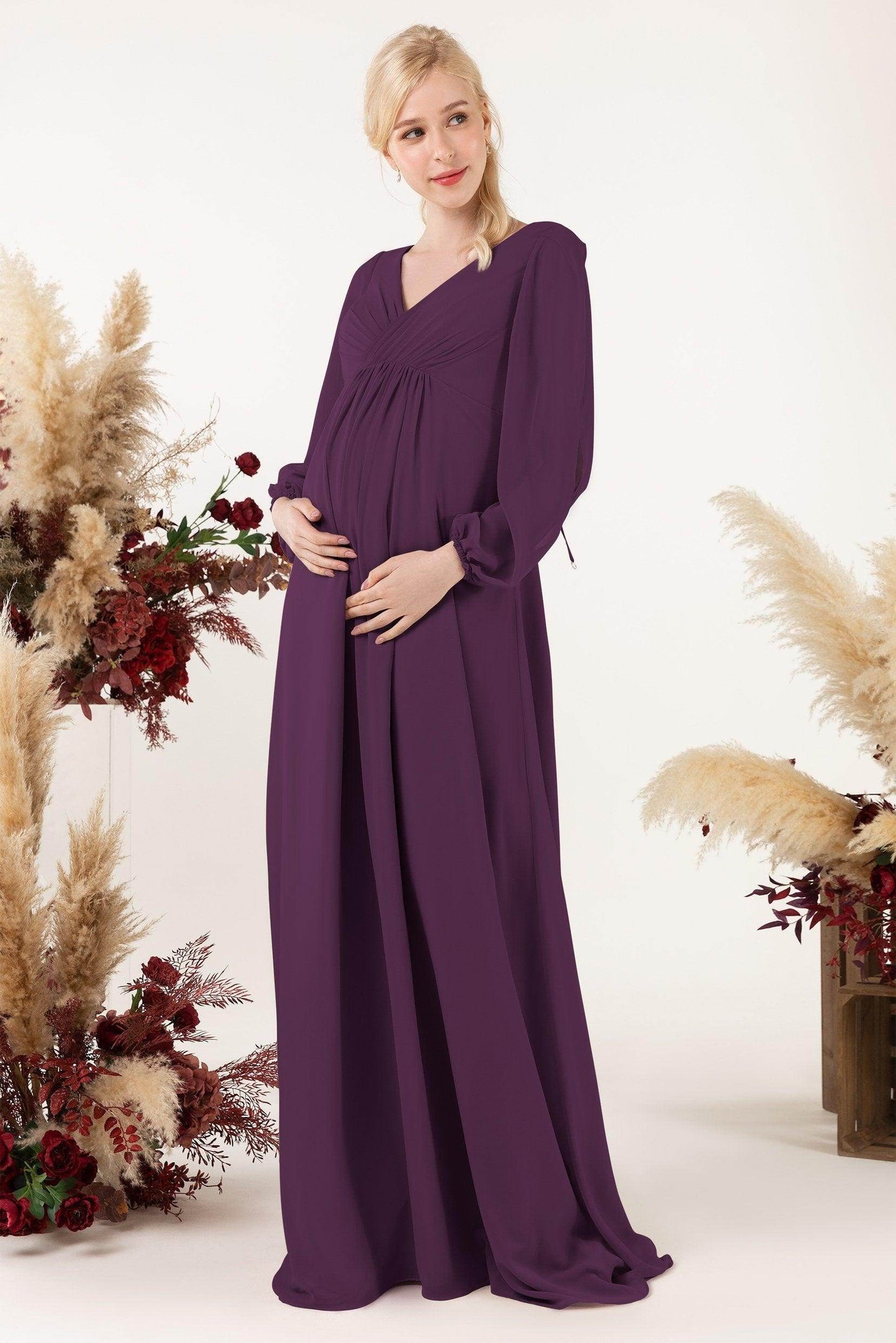 A-Line Sweep-Brush Train Chiffon Bridesmaid Dress CB0479M