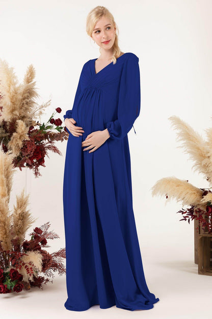 A-Line Sweep-Brush Train Chiffon Bridesmaid Dress CB0479M