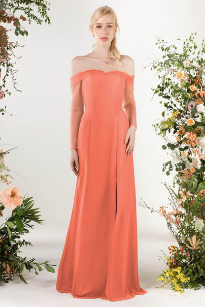 Trumpet Sweep-Brush Train Chiffon Bridesmaid Dress CB0480