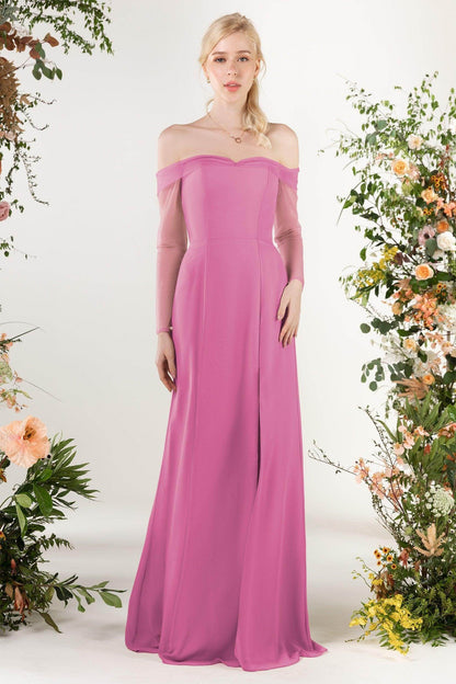 Trumpet Sweep-Brush Train Chiffon Bridesmaid Dress CB0480