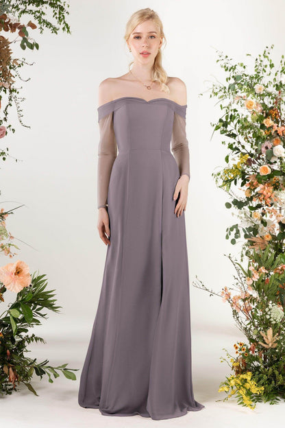 Trumpet Sweep-Brush Train Chiffon Bridesmaid Dress CB0480