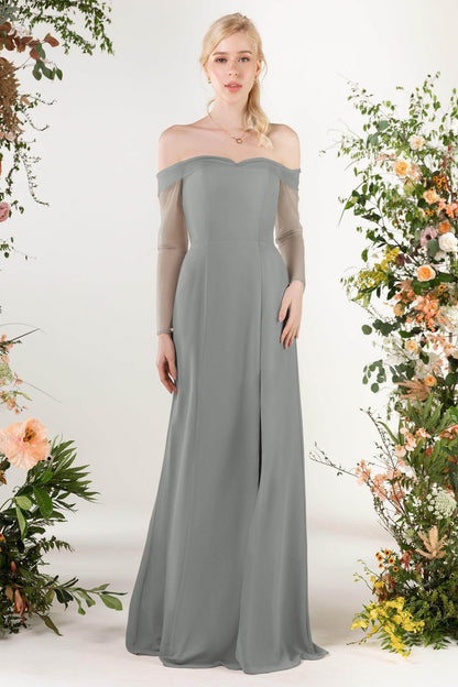 Trumpet Sweep-Brush Train Chiffon Bridesmaid Dress CB0480