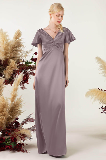 Sheath Sweep Luxe Satin Bridesmaid Dress Formal Dresses CB0504
