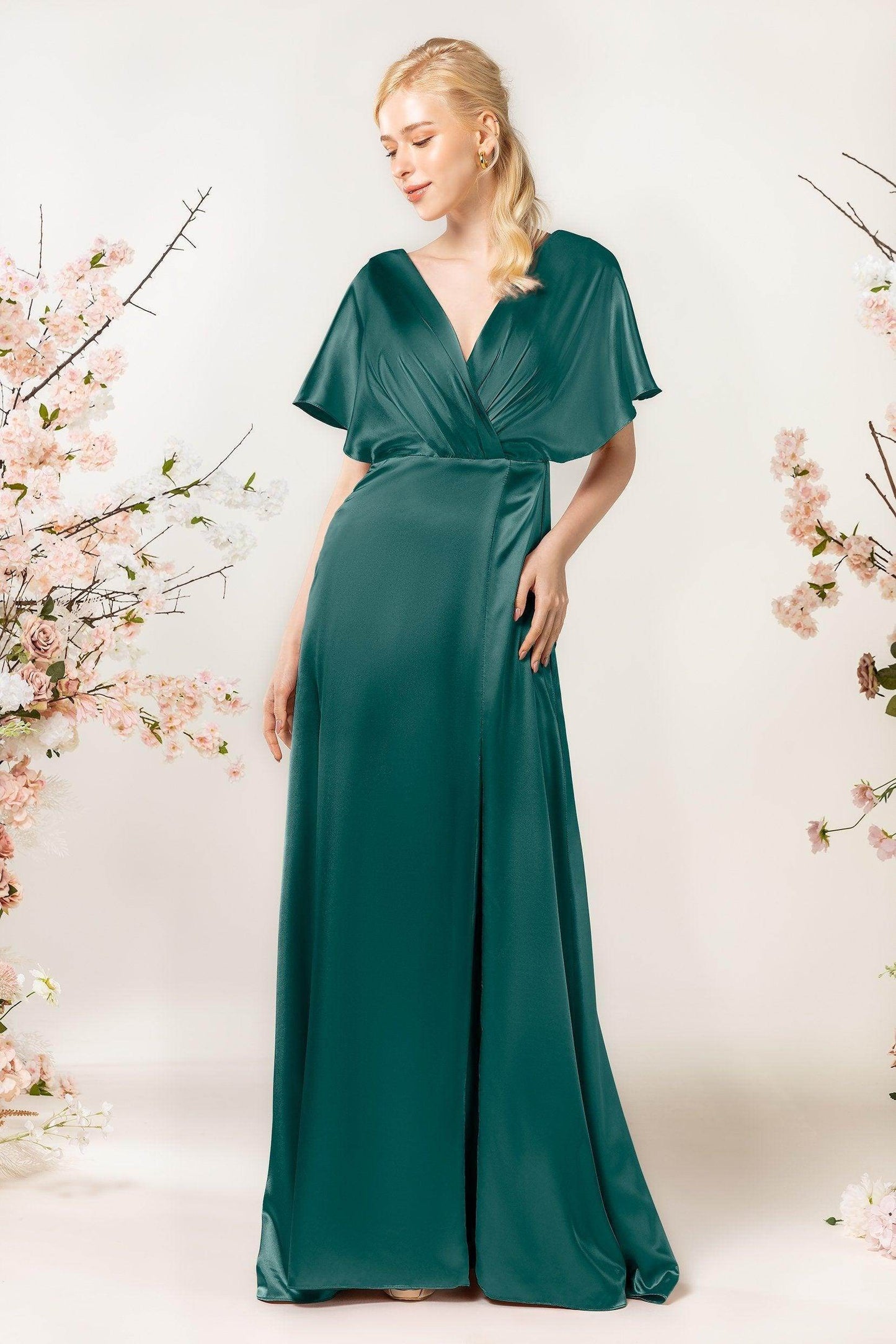 Sheath Sweep Luxe Satin Bridesmaid Dress Formal Dresses CB0505PS
