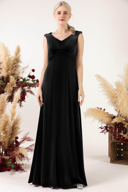 Sheath-Column Floor Length Velvet Bridesmaid Dress Formal Dresses CB0524