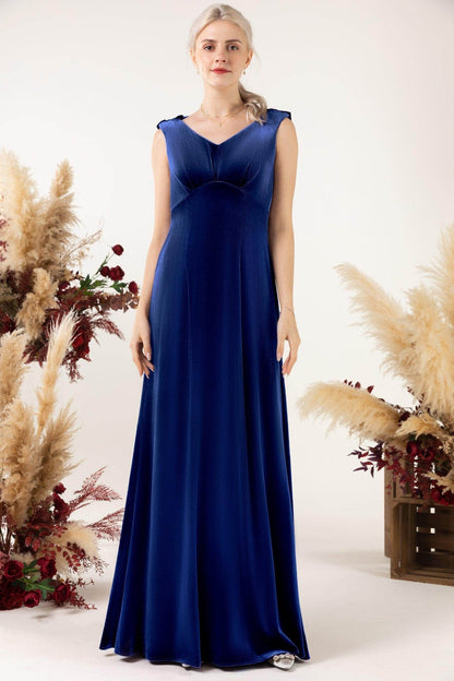 Sheath-Column Floor Length Velvet Bridesmaid Dress Formal Dresses CB0524