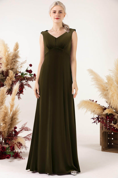 Sheath-Column Floor Length Velvet Bridesmaid Dress Formal Dresses CB0524