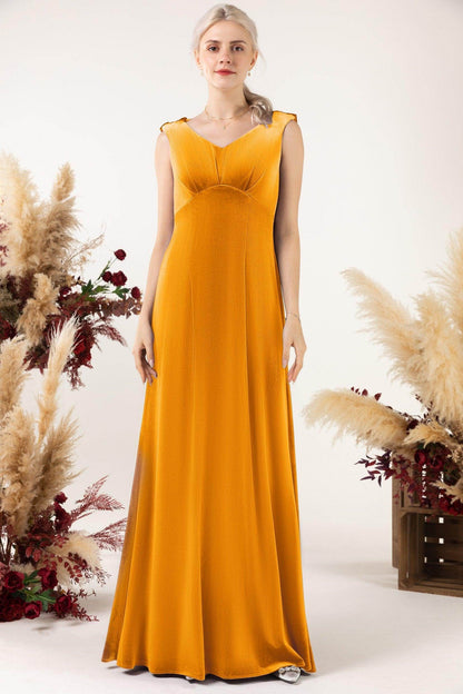 Sheath-Column Floor Length Velvet Bridesmaid Dress Formal Dresses CB0524