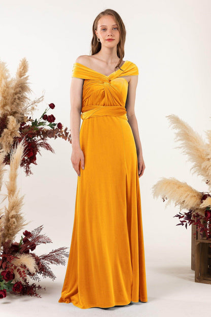 Sheath-Column Floor Length Velvet Bridesmaid Dress Formal Dresses CB0529