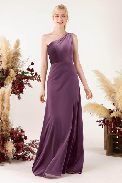 Sheath Sweep-Brush Train Velvet Bridesmaid Dress Formal Dresses CB0537PS