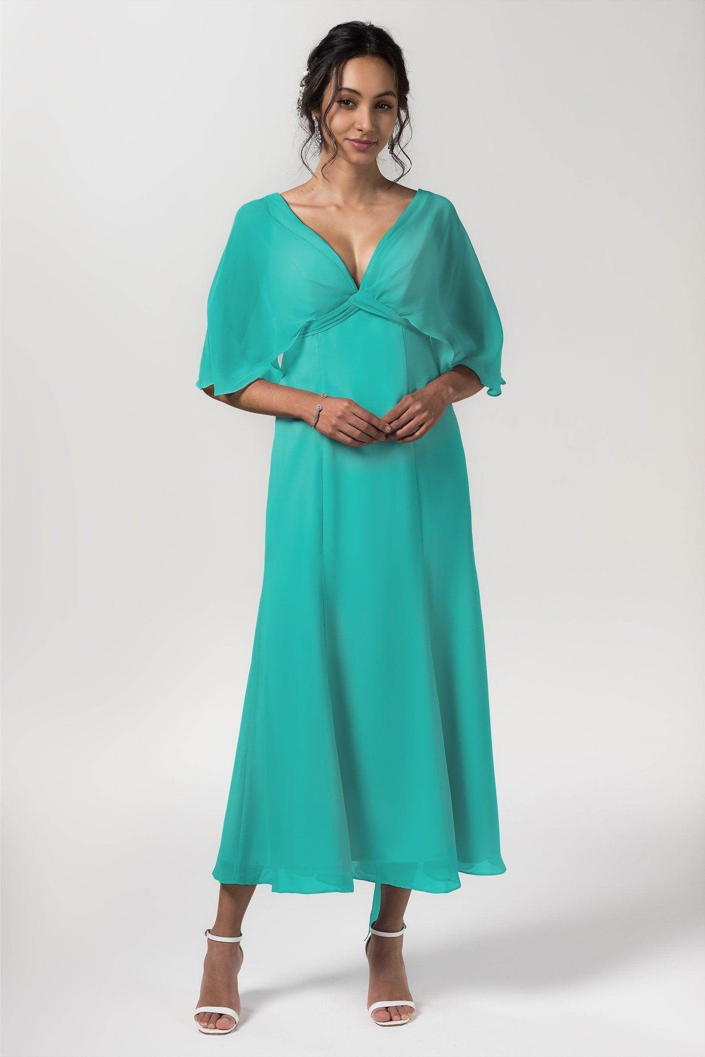 A-Line Tea Length Chiffon Bridesmaid Dress CB0553