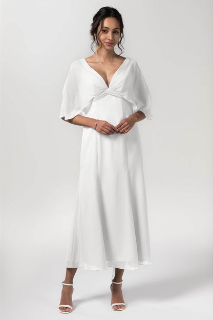 A-Line Tea Length Chiffon Bridesmaid Dress CB0553