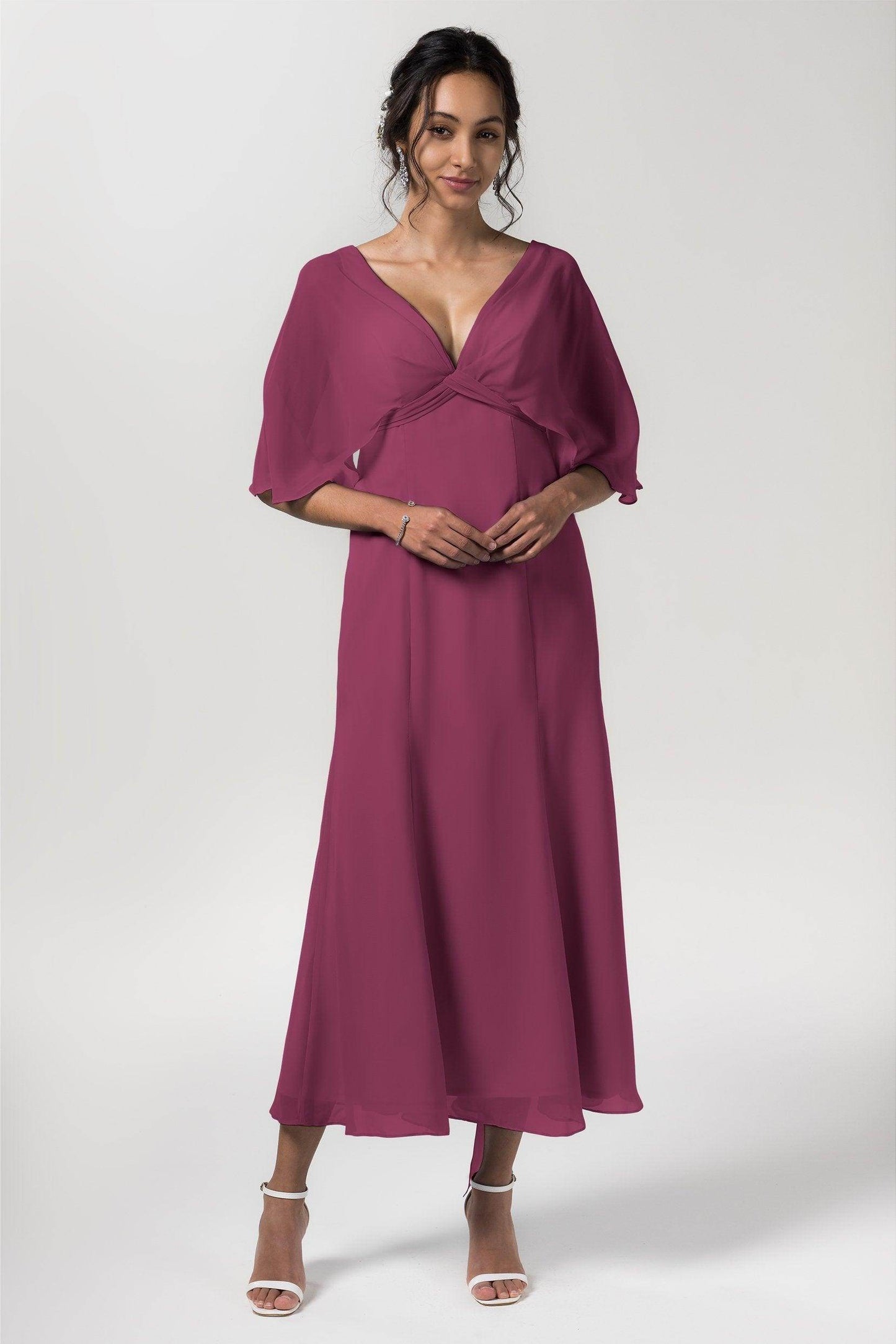 A-Line Tea Length Chiffon Bridesmaid Dress CB0553