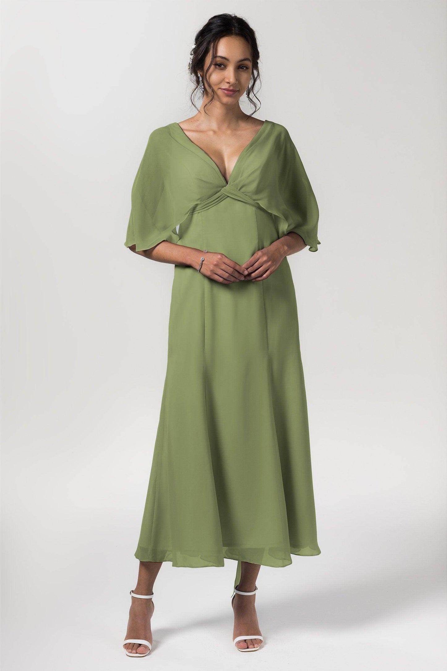 A-Line Tea Length Chiffon Bridesmaid Dress CB0553