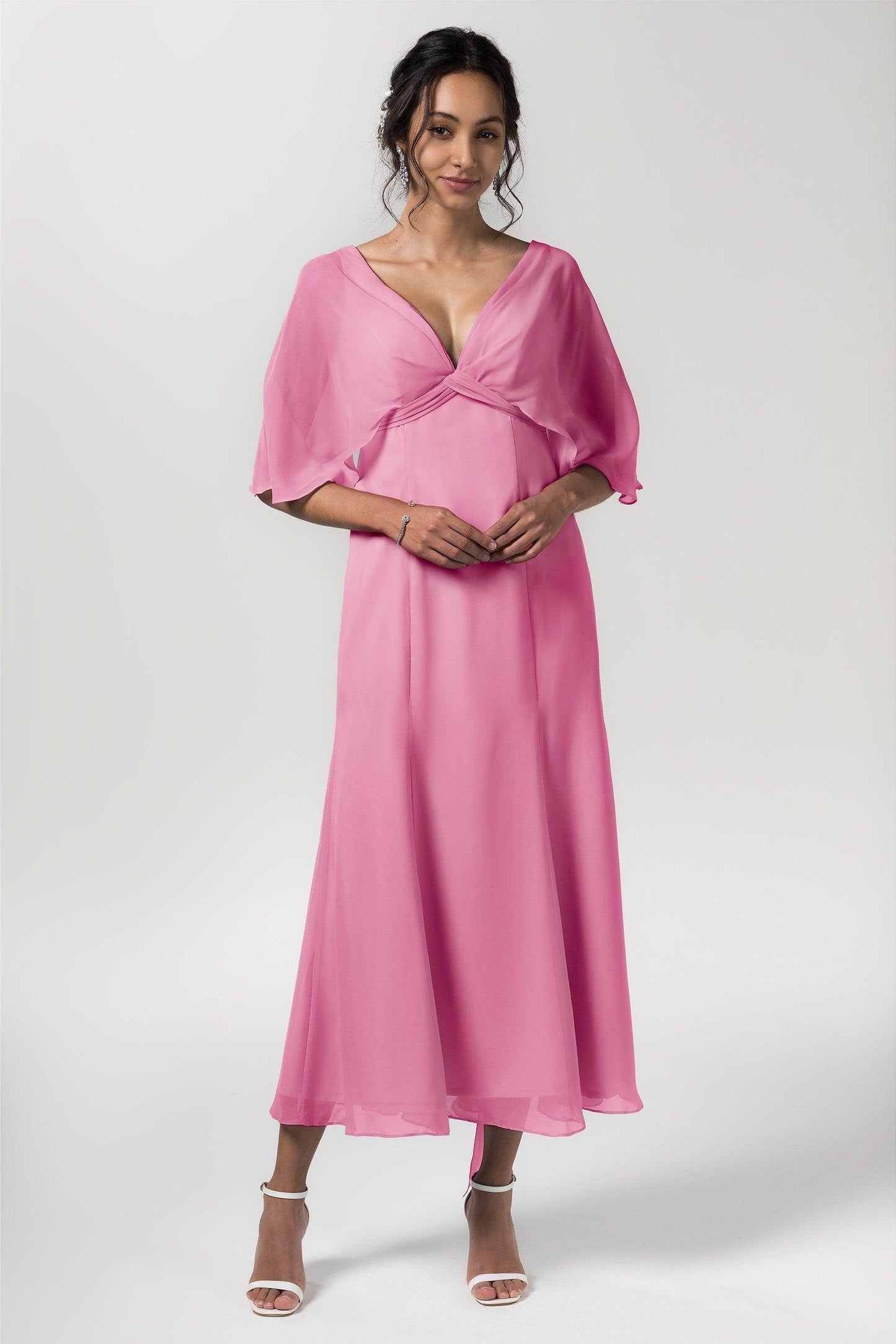 A-Line Tea Length Chiffon Bridesmaid Dress CB0553
