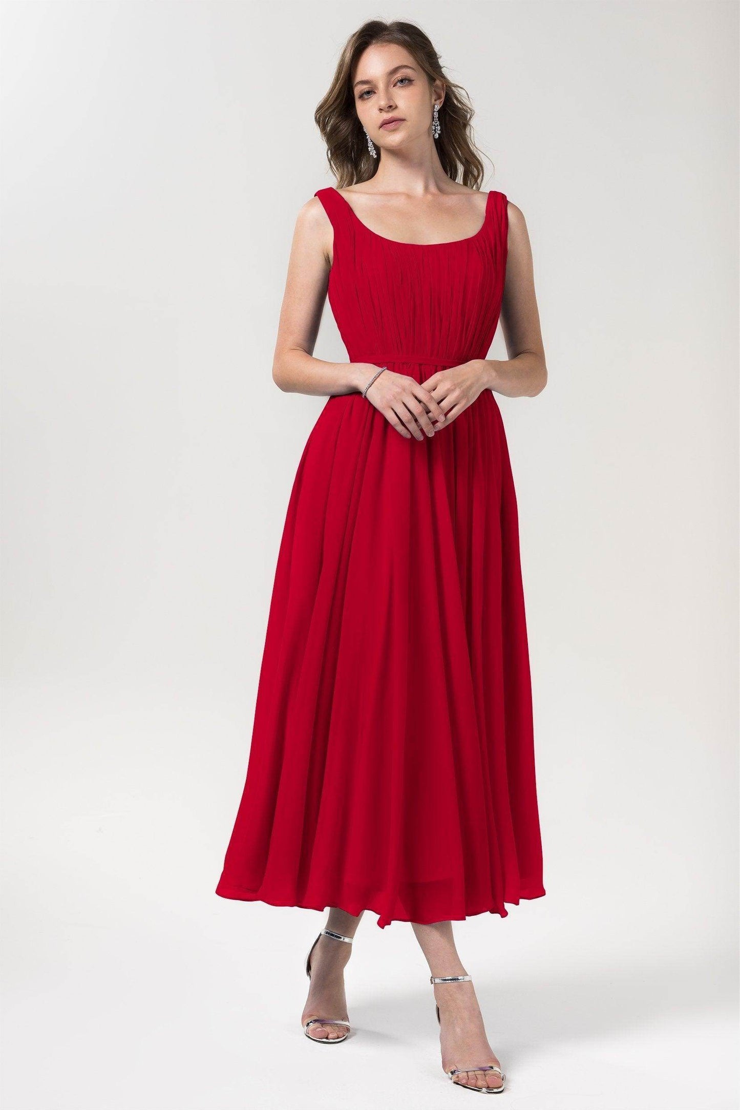 A-Line Tea Length Chiffon Bridesmaid Dress CB0555