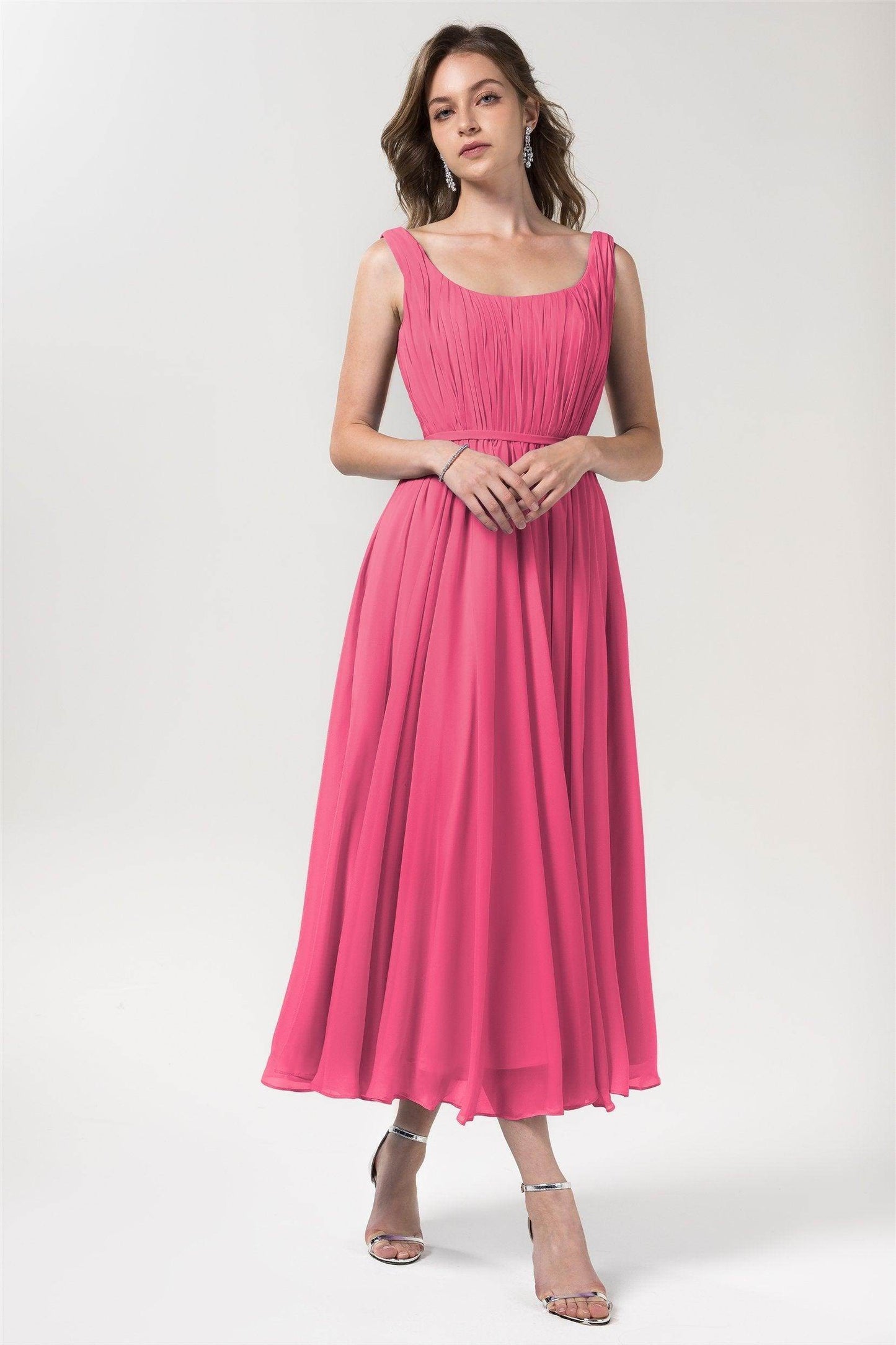 A-Line Tea Length Chiffon Bridesmaid Dress CB0555
