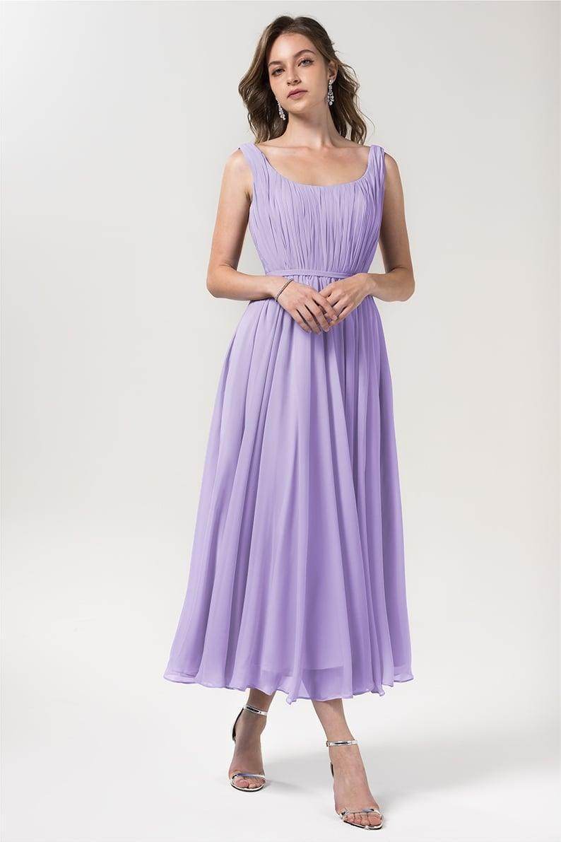 A-Line Tea Length Chiffon Bridesmaid Dress CB0555
