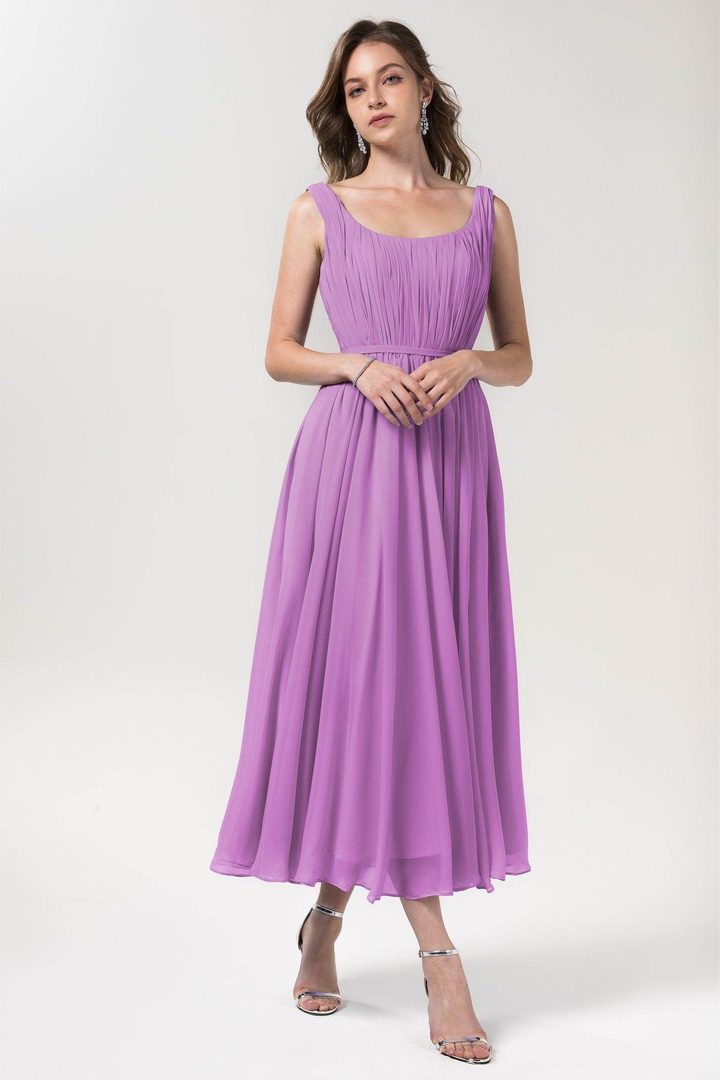 A-Line Tea Length Chiffon Bridesmaid Dress CB0555
