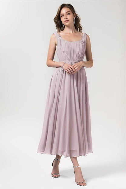 A-Line Tea Length Chiffon Bridesmaid Dress CB0555