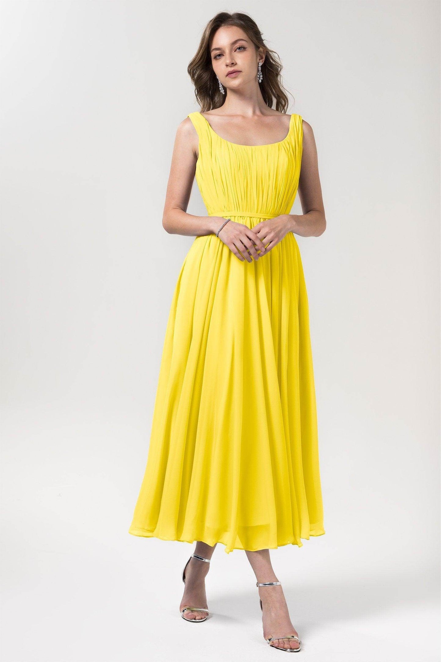 A-Line Tea Length Chiffon Bridesmaid Dress CB0555