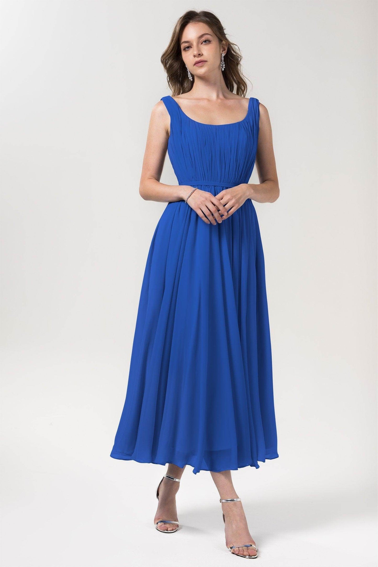 A-Line Tea Length Chiffon Bridesmaid Dress CB0555
