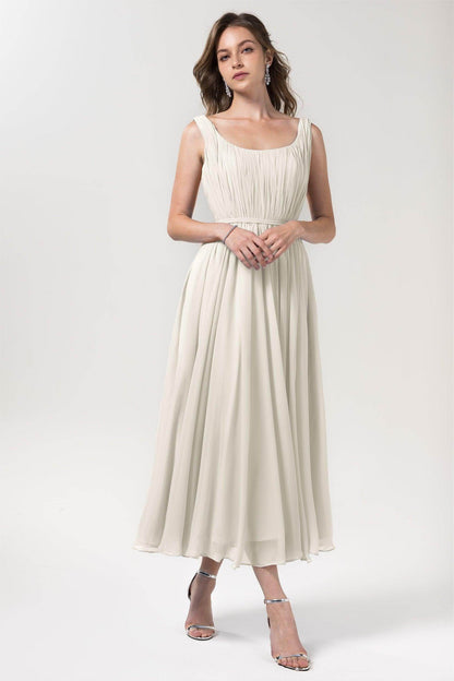 A-Line Tea Length Chiffon Bridesmaid Dress CB0555