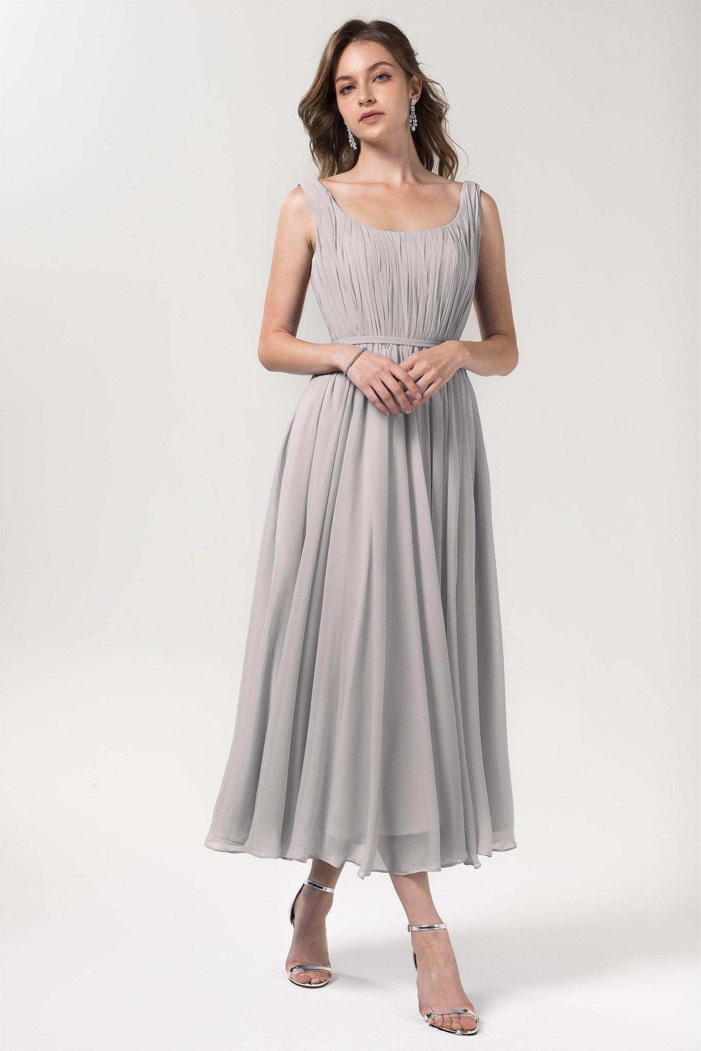 A-Line Tea Length Chiffon Bridesmaid Dress CB0555