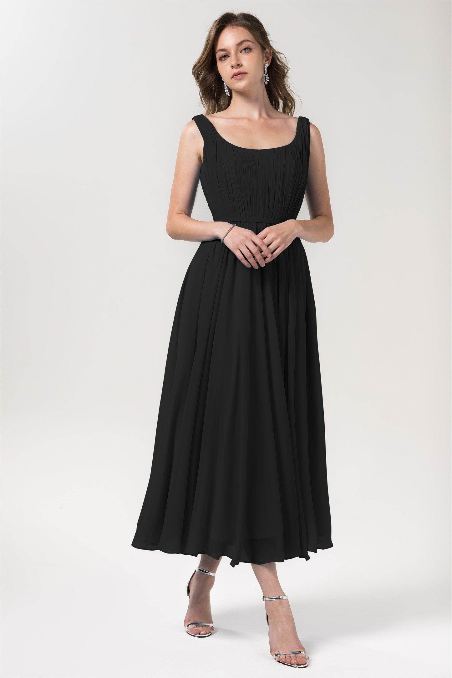 A-Line Tea Length Chiffon Bridesmaid Dress CB0555PS