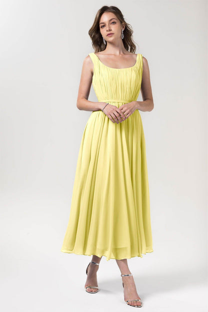 A-Line Tea Length Chiffon Bridesmaid Dress CB0555