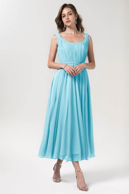 A-Line Tea Length Chiffon Bridesmaid Dress CB0555