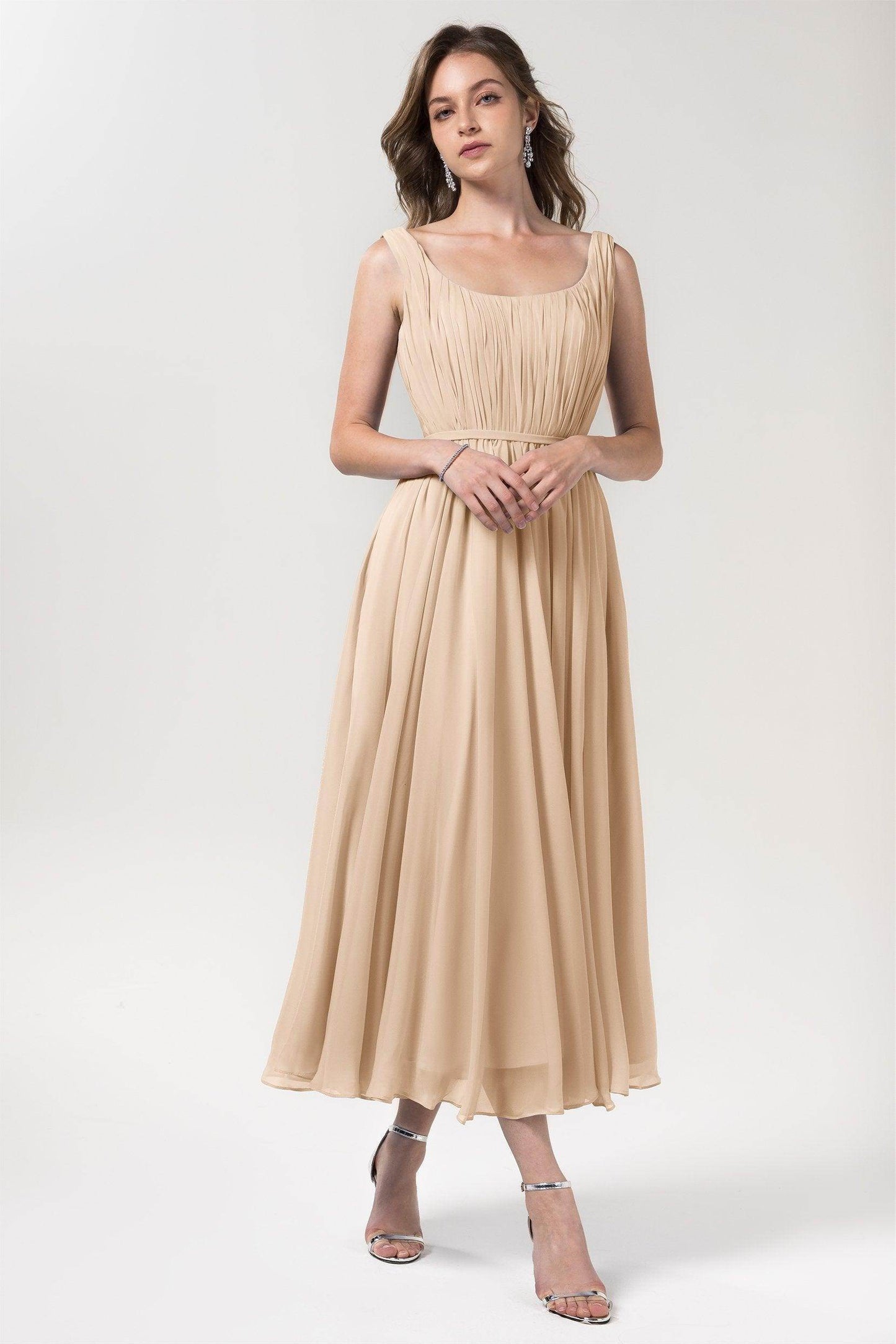 A-Line Tea Length Chiffon Bridesmaid Dress CB0555
