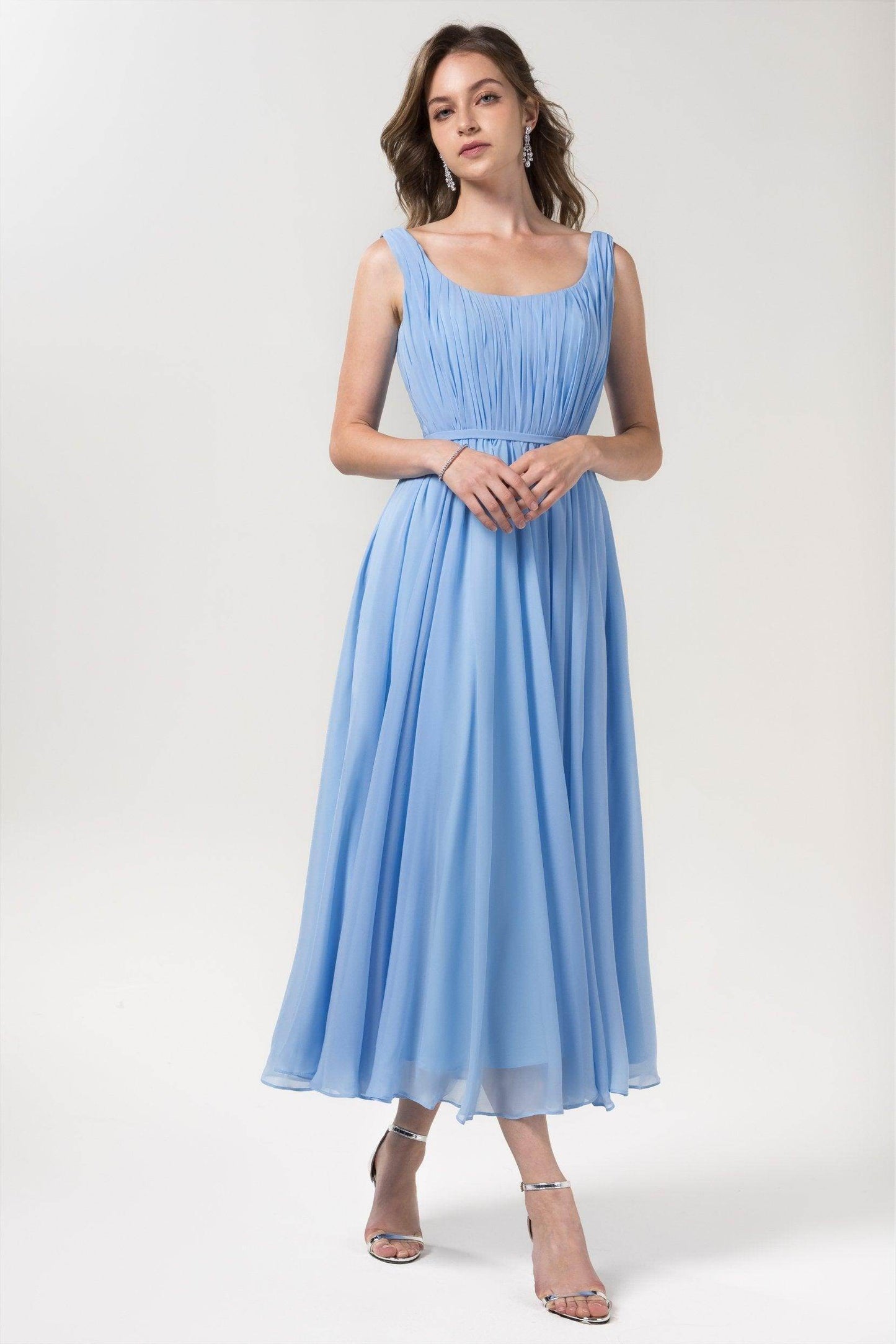 A-Line Tea Length Chiffon Bridesmaid Dress CB0555