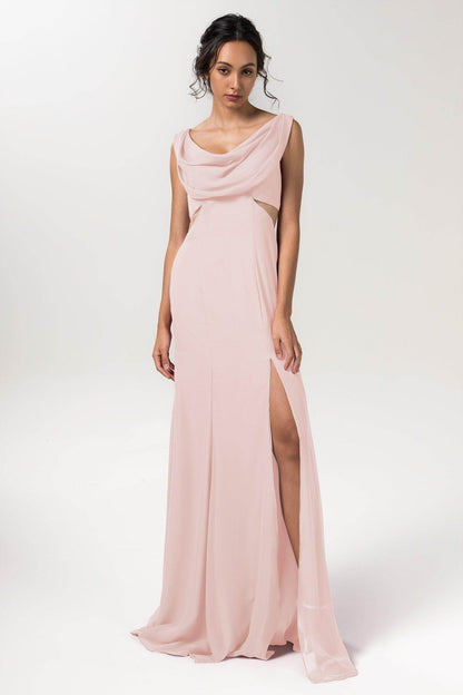 Sheath-Column Floor Length Chiffon Bridesmaid Dress CB0558