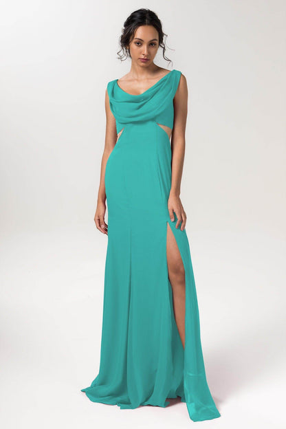 Sheath-Column Floor Length Chiffon Bridesmaid Dress CB0558
