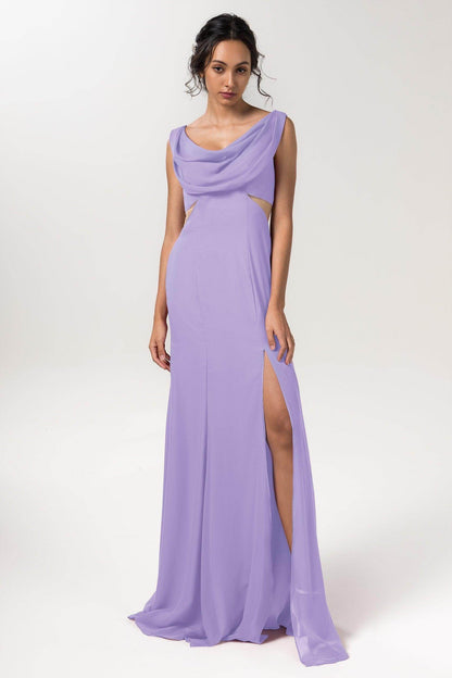 Sheath-Column Floor Length Chiffon Bridesmaid Dress CB0558