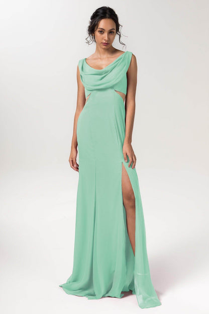 Sheath-Column Floor Length Chiffon Bridesmaid Dress CB0558