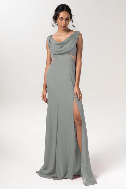 Sheath-Column Floor Length Chiffon Bridesmaid Dress CB0558