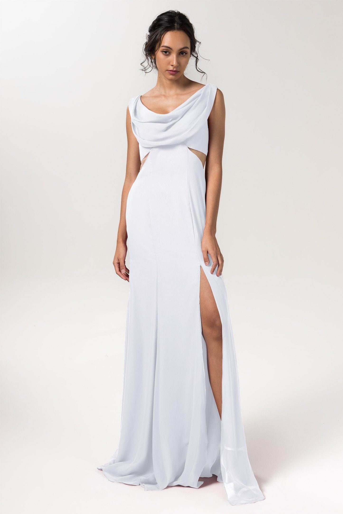 Sheath-Column Floor Length Chiffon Bridesmaid Dress CB0558