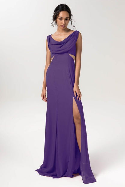Sheath-Column Floor Length Chiffon Bridesmaid Dress CB0558