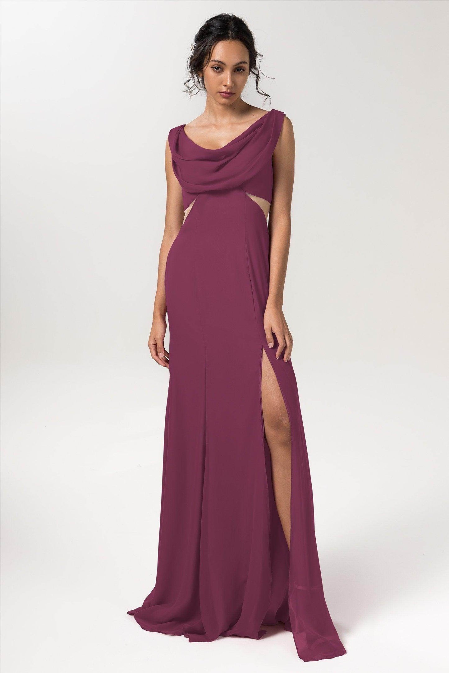 Sheath-Column Floor Length Chiffon Bridesmaid Dress CB0558
