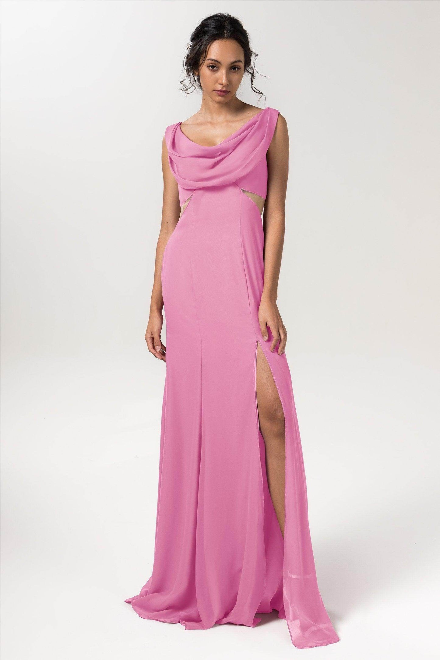 Sheath-Column Floor Length Chiffon Bridesmaid Dress CB0558