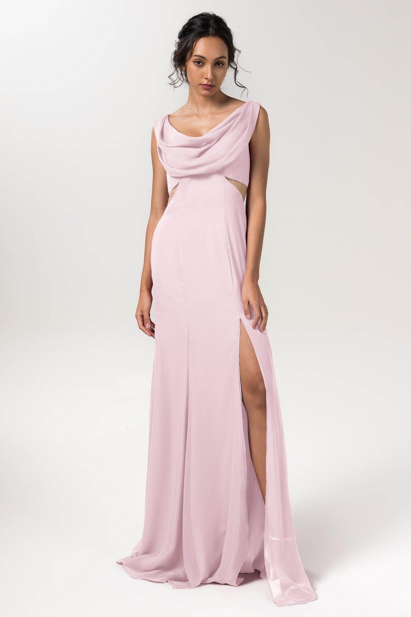 Sheath-Column Floor Length Chiffon Bridesmaid Dress CB0558