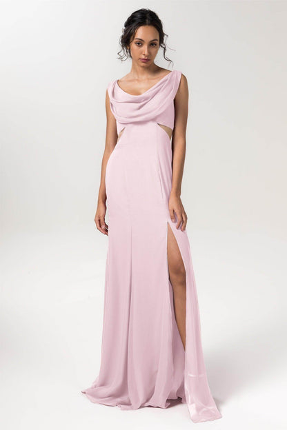 Sheath-Column Floor Length Chiffon Bridesmaid Dress CB0558